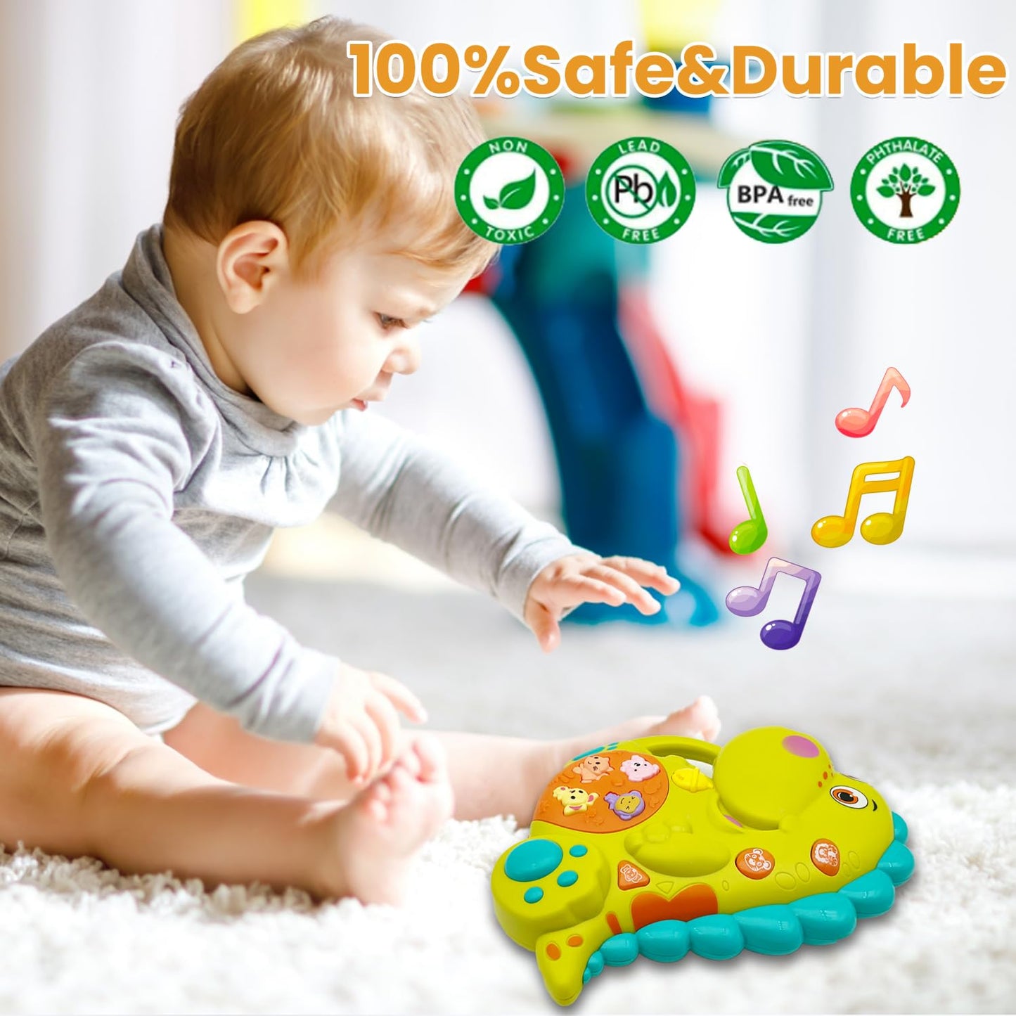 Afkstl Baby Piano Toy, 6-12 Months Light Up Music Baby Toys For0 3 6 9Months, Early Education Puzzle Boys Girls Gifts (Dinosaur)