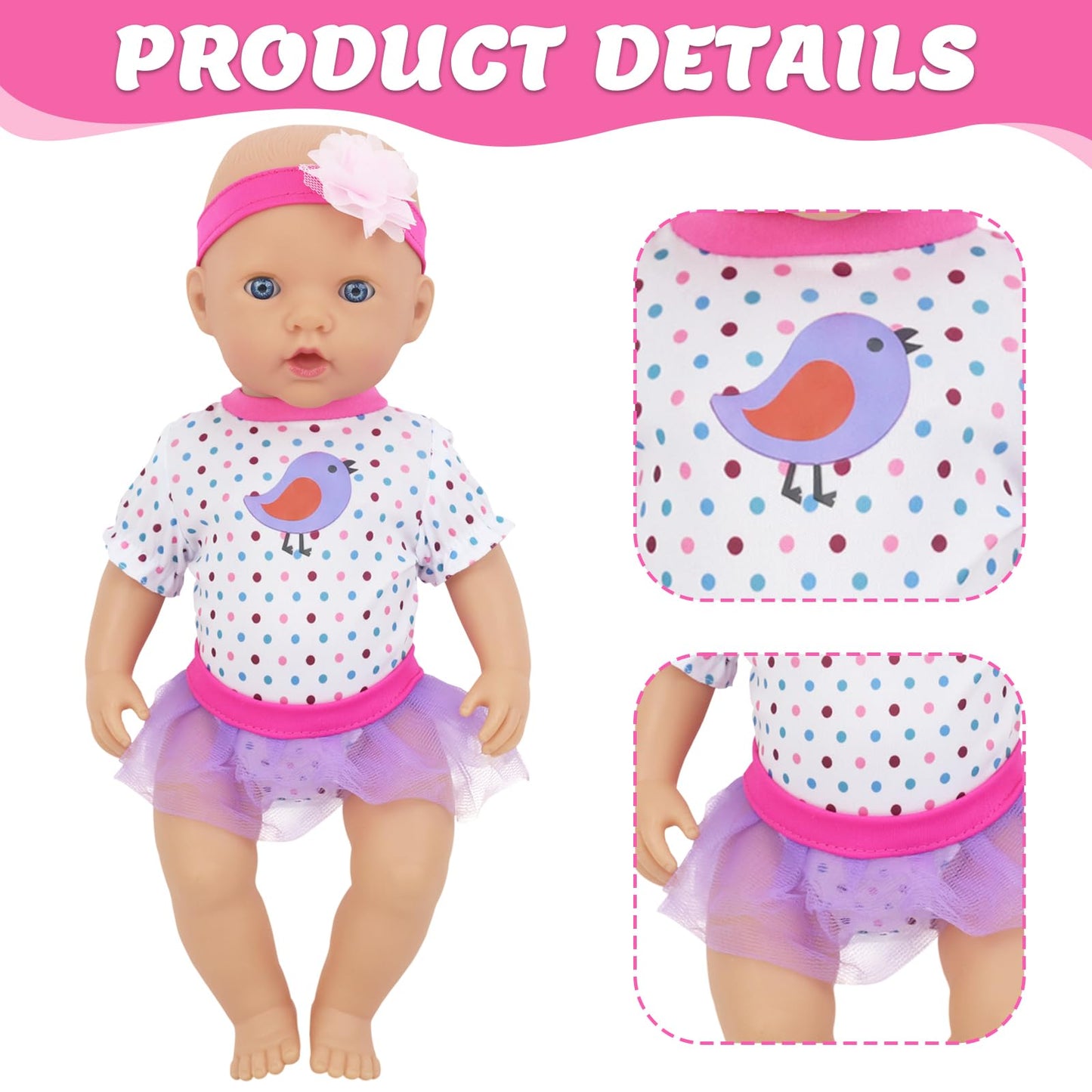 4 Sets Baby Doll Clothes For 14-18 Inch Dolls, 16 Inch Baby Doll Fashion Clothes Dresses And Accessories Outfits For New Born Ba