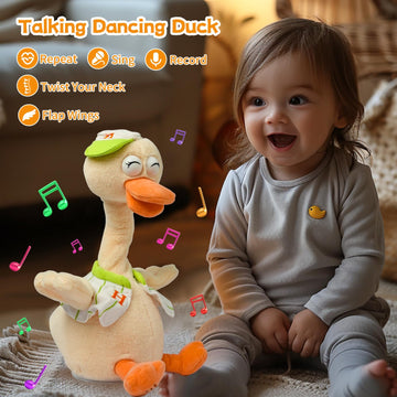 Swtoipig Talking Dancing Duck Toy Mimicking Recording Plush & Interactive Toy, Repeating What You Say, Neck Shaking Stuffed Toys
