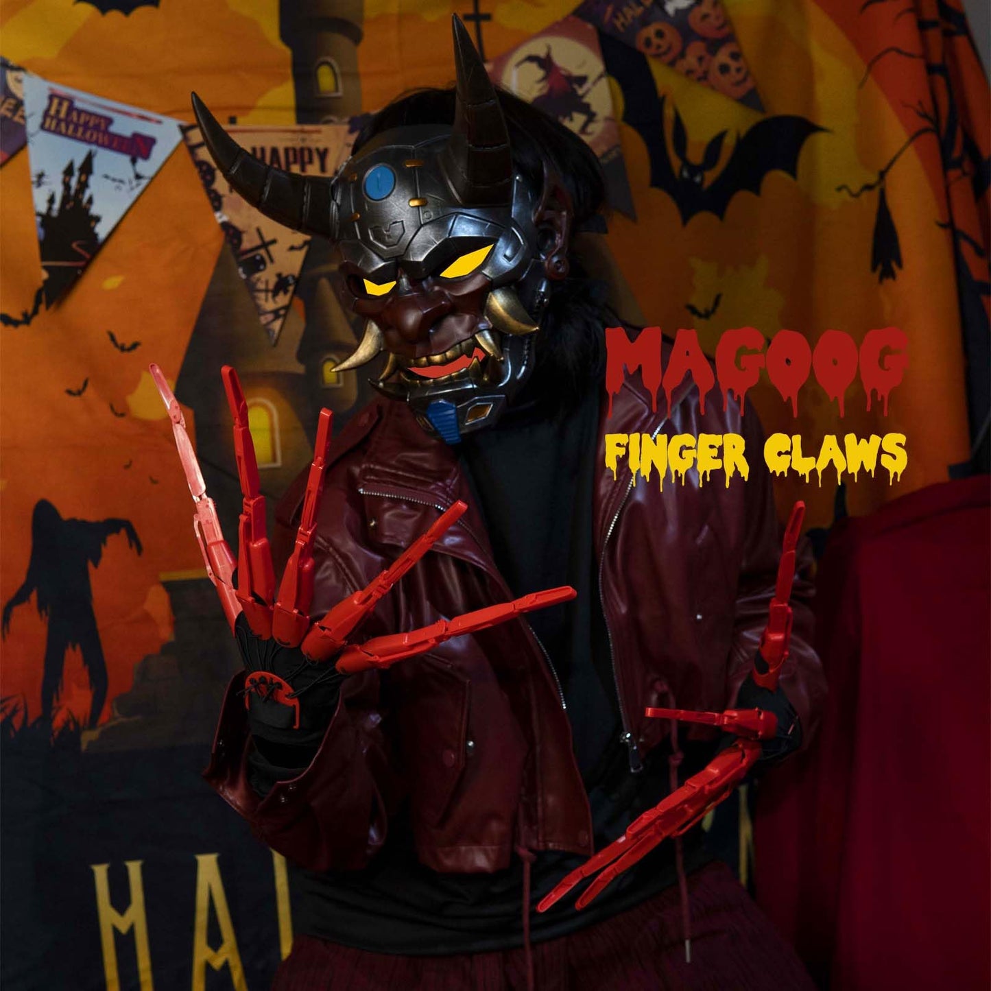 Magoog Halloween Articulated Fingers With Gloves, Articulated Finger Extensions, Scary Skeleton Bone Claw Hand, 3D Printed Novel