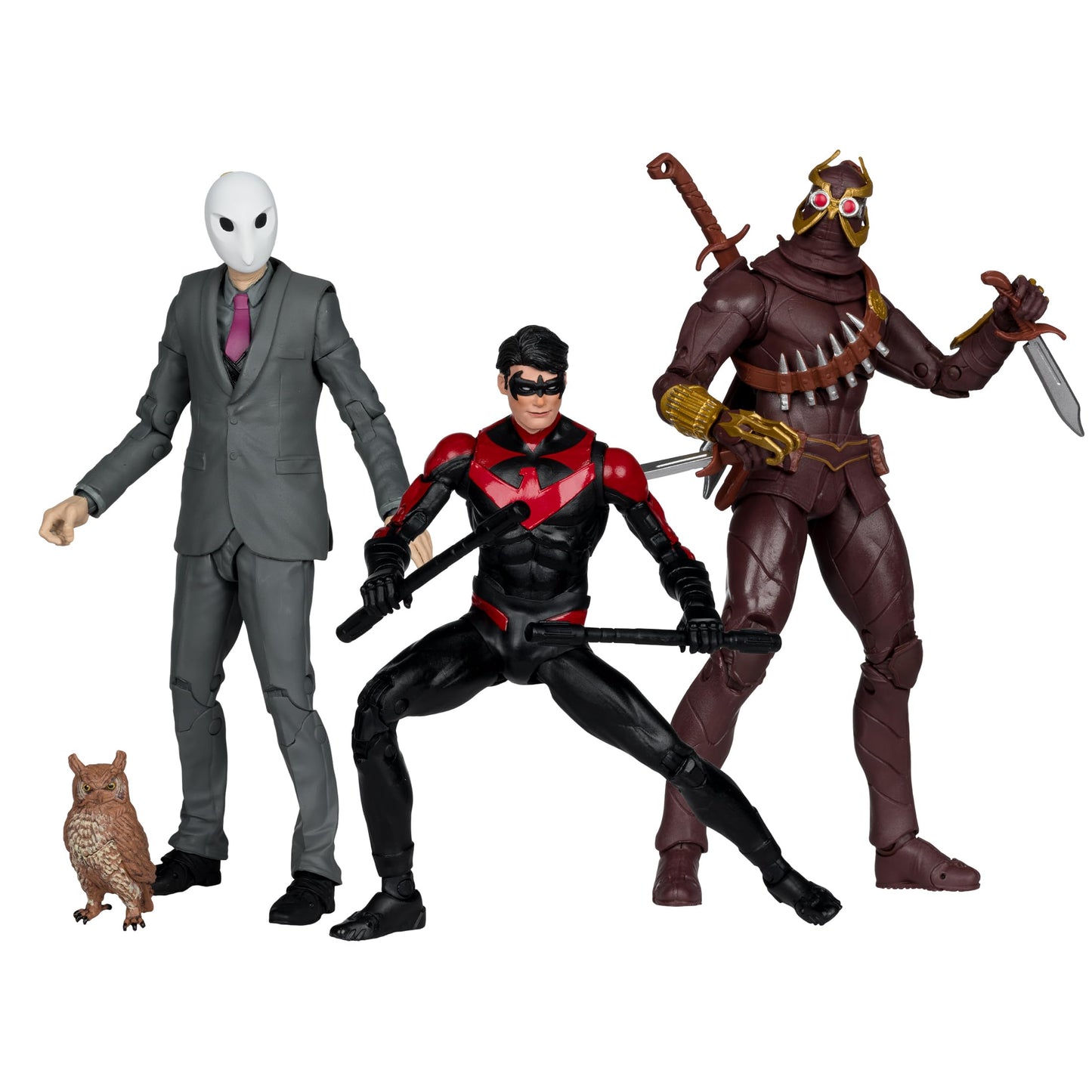 Mcfarlane Toys - Dc Multiverse Nightwing Vs Talon & Owl 7In Figure 3Pk Gold Label