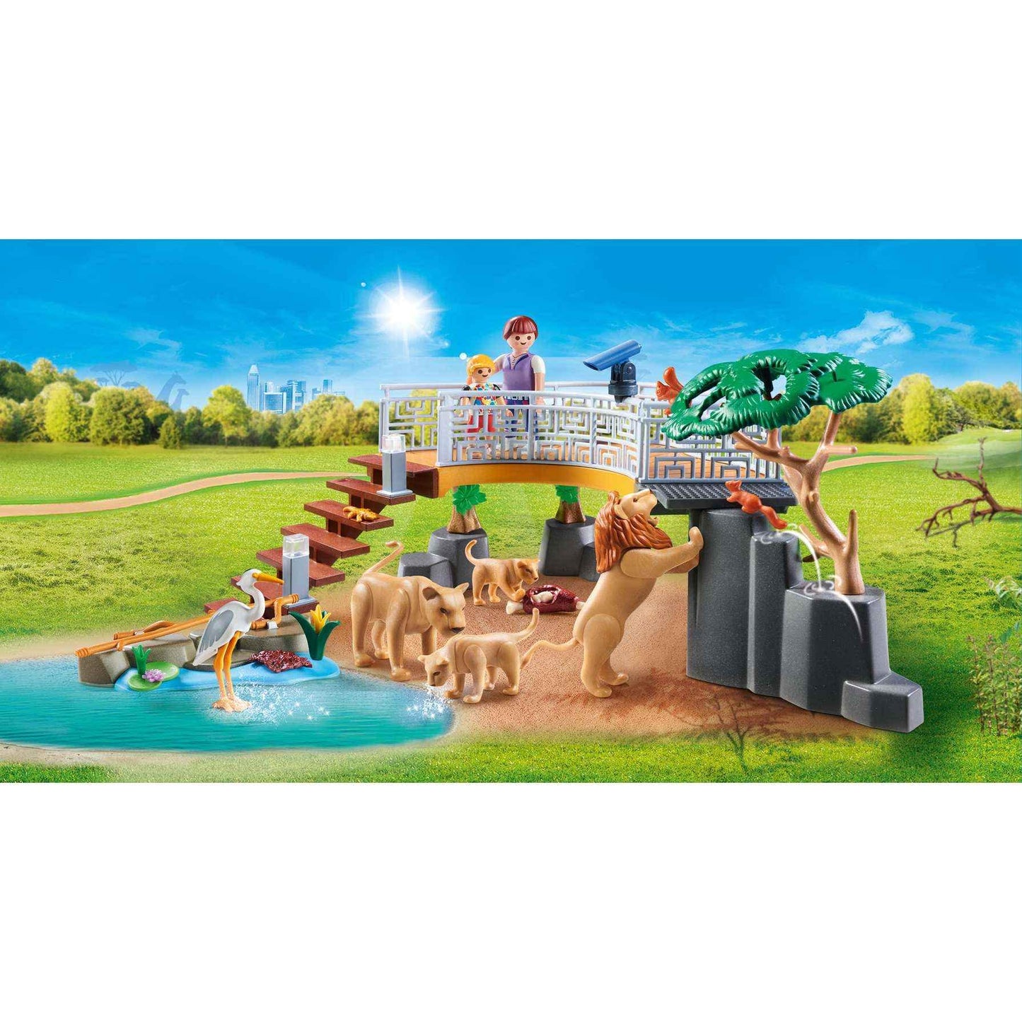 Playmobil Outdoor Lion Enclosure, Plastic, 34.8x12.0x18.7 cm, Multicoloured, Model 70343