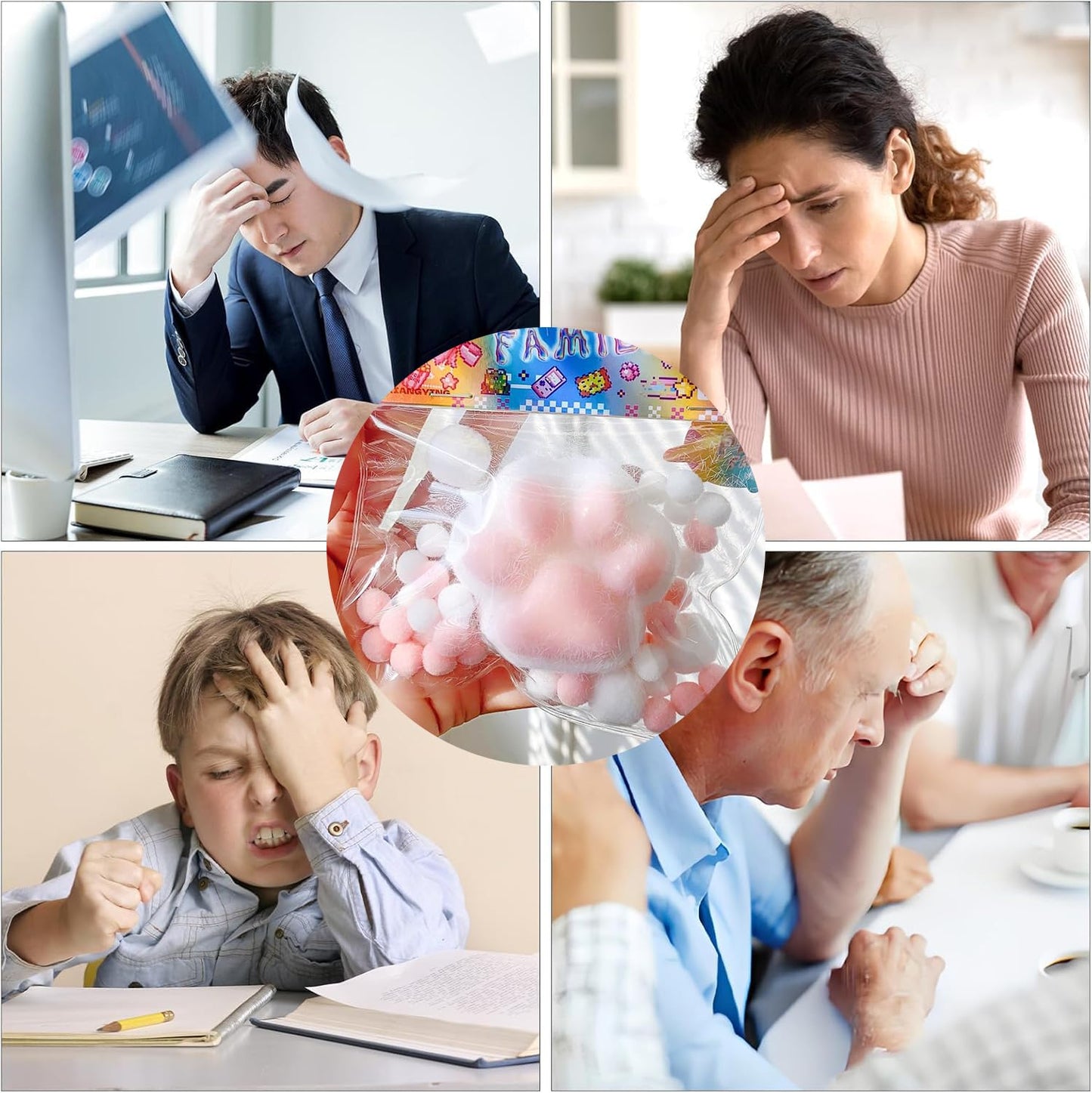 Big Taba Squishy Fidget Toys 6 Inch Taba Squishy Cat Paw Toys Cute Soft Stress Relief Quite Sensory Toys Gifts for Children mature-themed Christmas Party Favor Gift (Black)