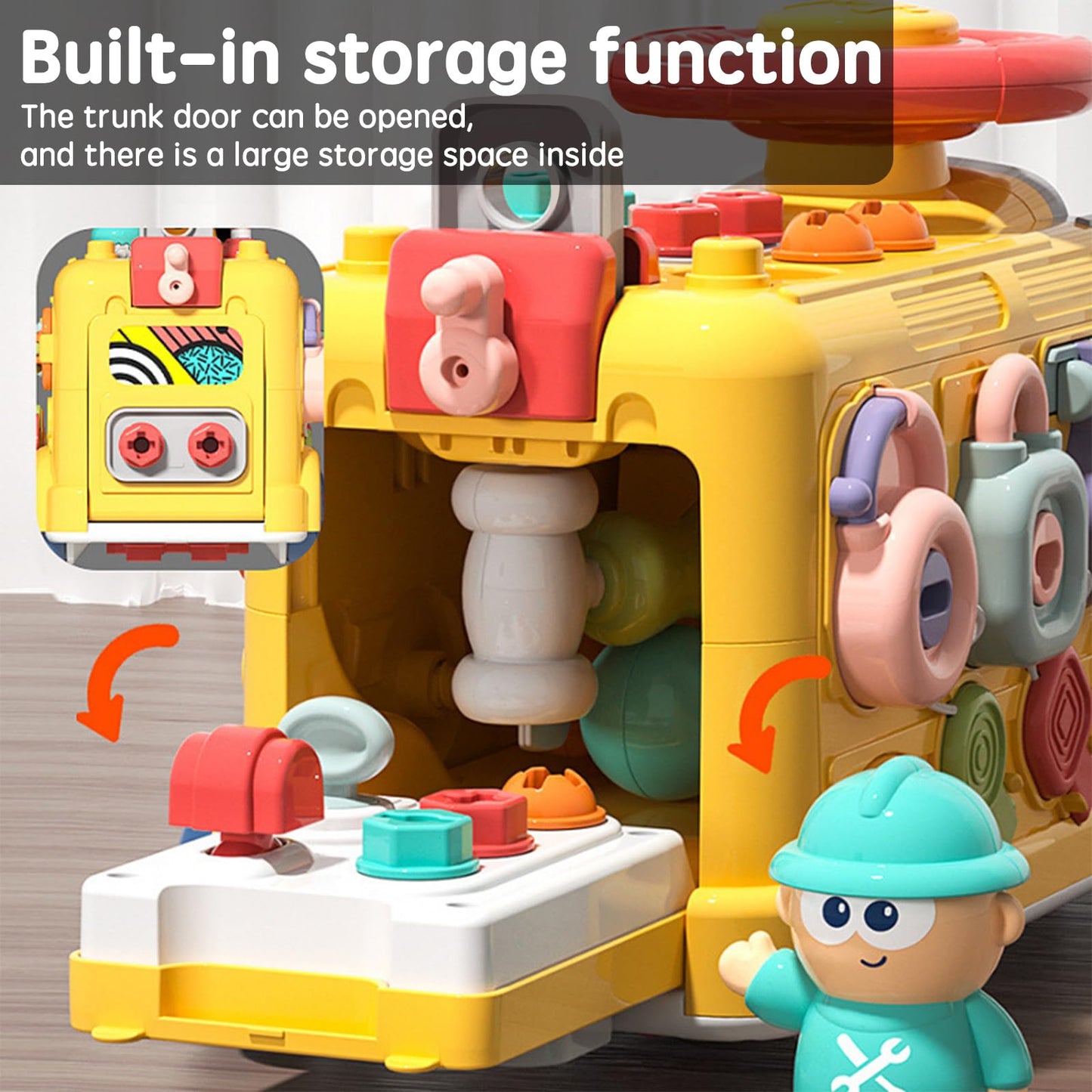 MITCIEN Take Apart Construction Vehicle Toy for Boys Girls Building Engineering Truck Play Bus with Screwdriver Hammer Tool Set