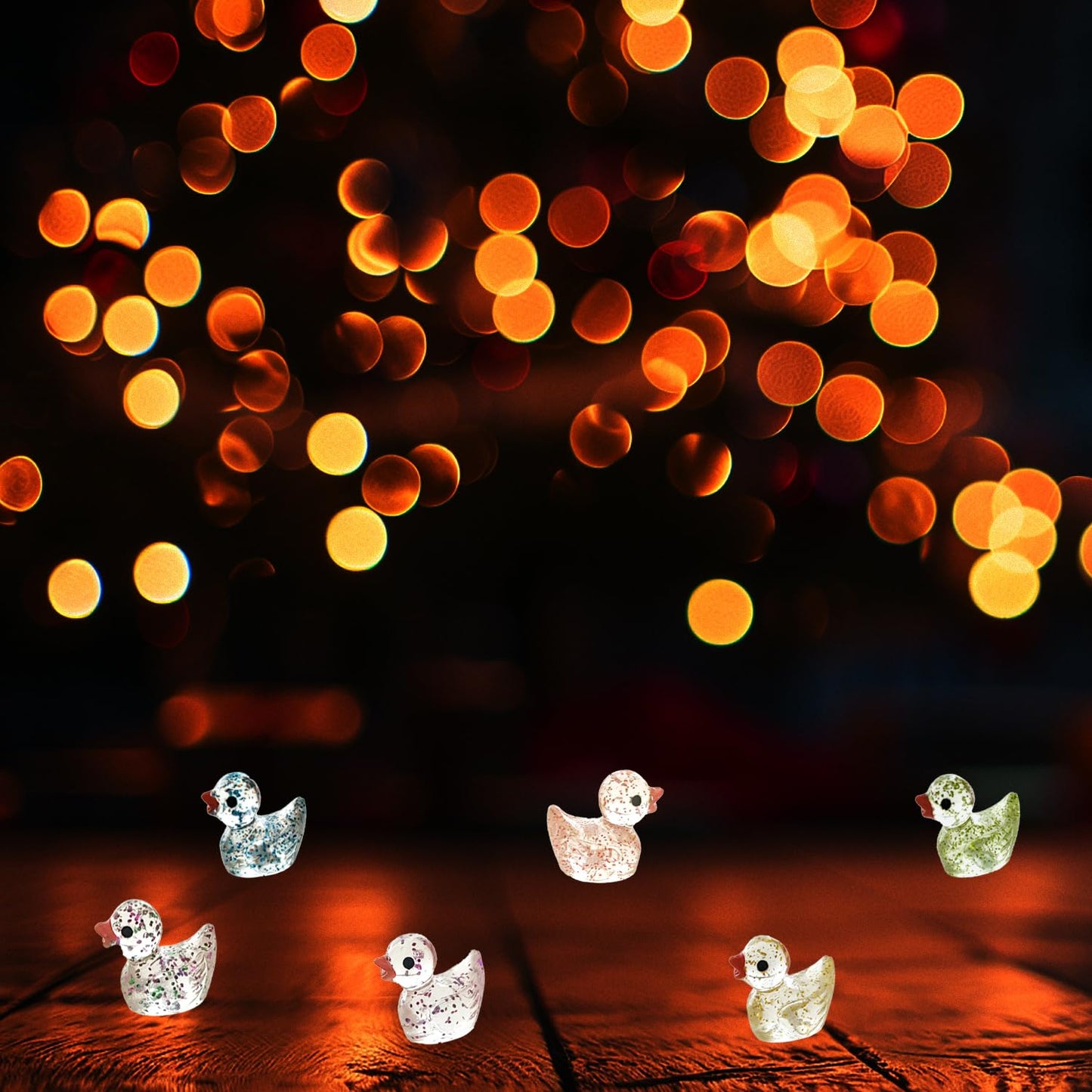 Kuanfine 60 Pcs Tiny Duck Figures Mini Resin Duck Luminous Miniature Ducks Bead for Garden Landscape Aquarium Decoration(Glitter