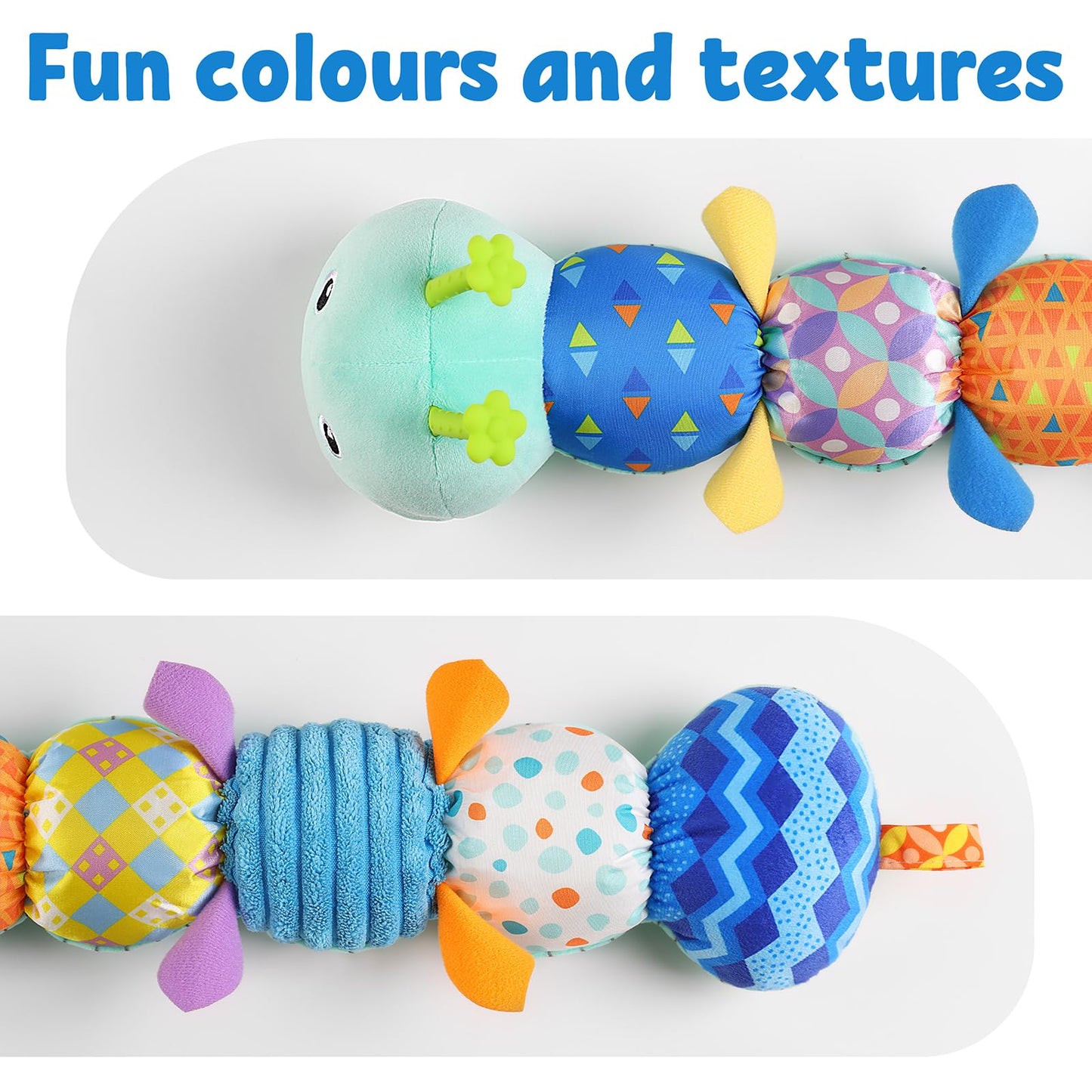 Lightdesire Baby Toys Musical Caterpillar,Infant Toys Stuffed Animal Toys With Ruler Design And Ring Bell,Baby Teething Toys For Tummy Time Newborn Boys Girls 0 3 6 12 Months(Blue)