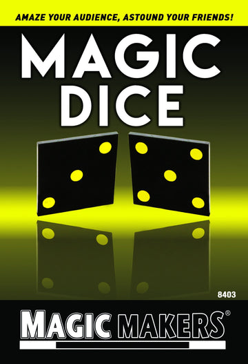 Magic Makers Magic Dice Trick - Brilliant Black Dice With Highly Visual Yellow Pips That Mysteriously Change