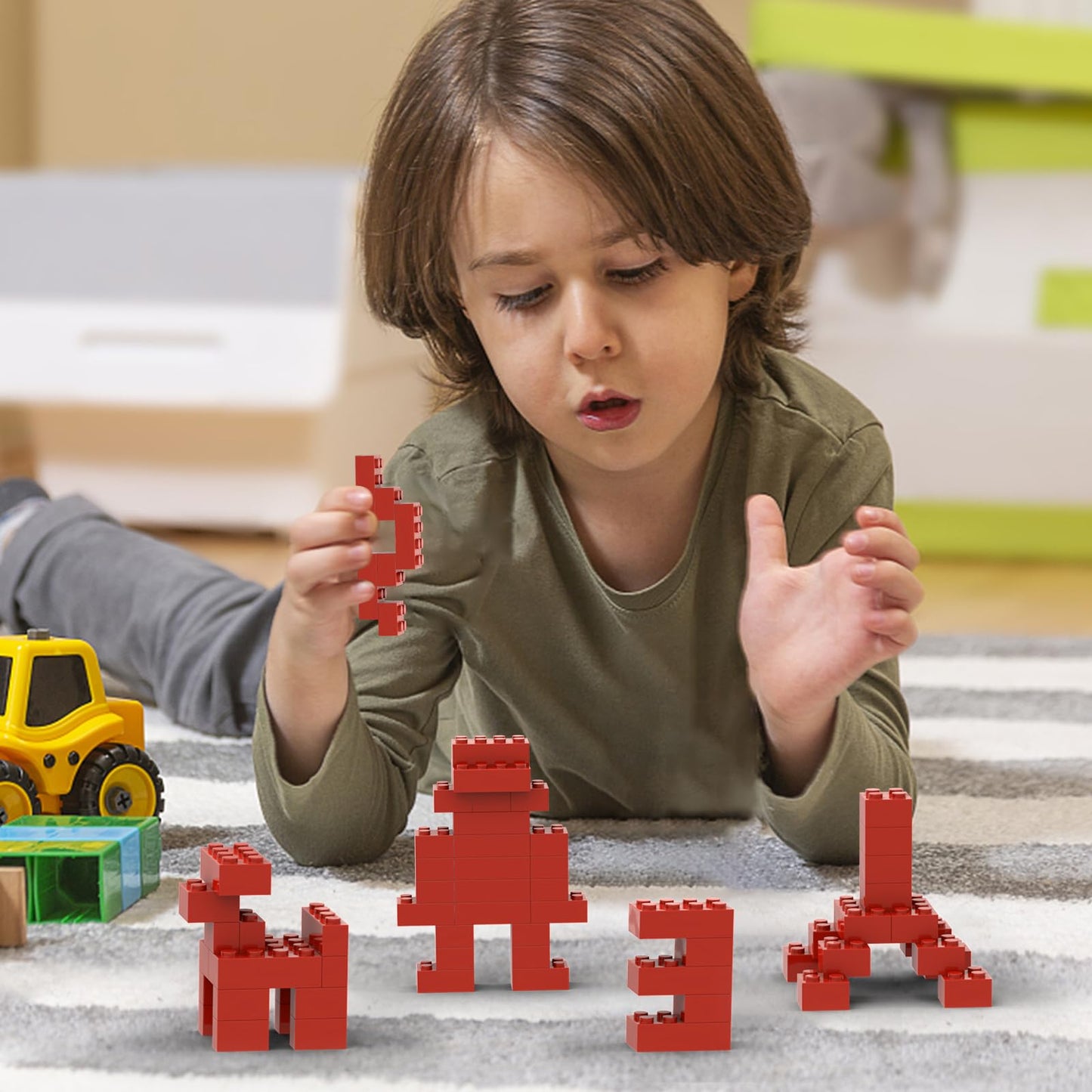 TTEHGB TOY Classic Bulk Brick Block 2x4, 300 Piece Building Brick Bright Red, Compatible with Parts and Pieces 3001, Creative Pl