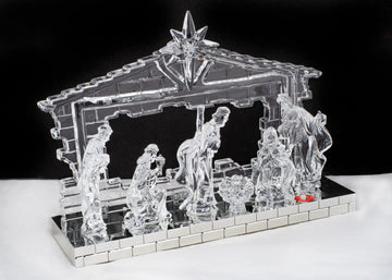 Kurt S. Adler 8.7-Inch Battery-Operated Light-Up Musical Clear Nativity Scene
