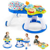BABY JOY 3 in 1 Walk Around Activity Center, Adjustable Heights, Interactive Toys, Toddler Table, Blue, Model 9555