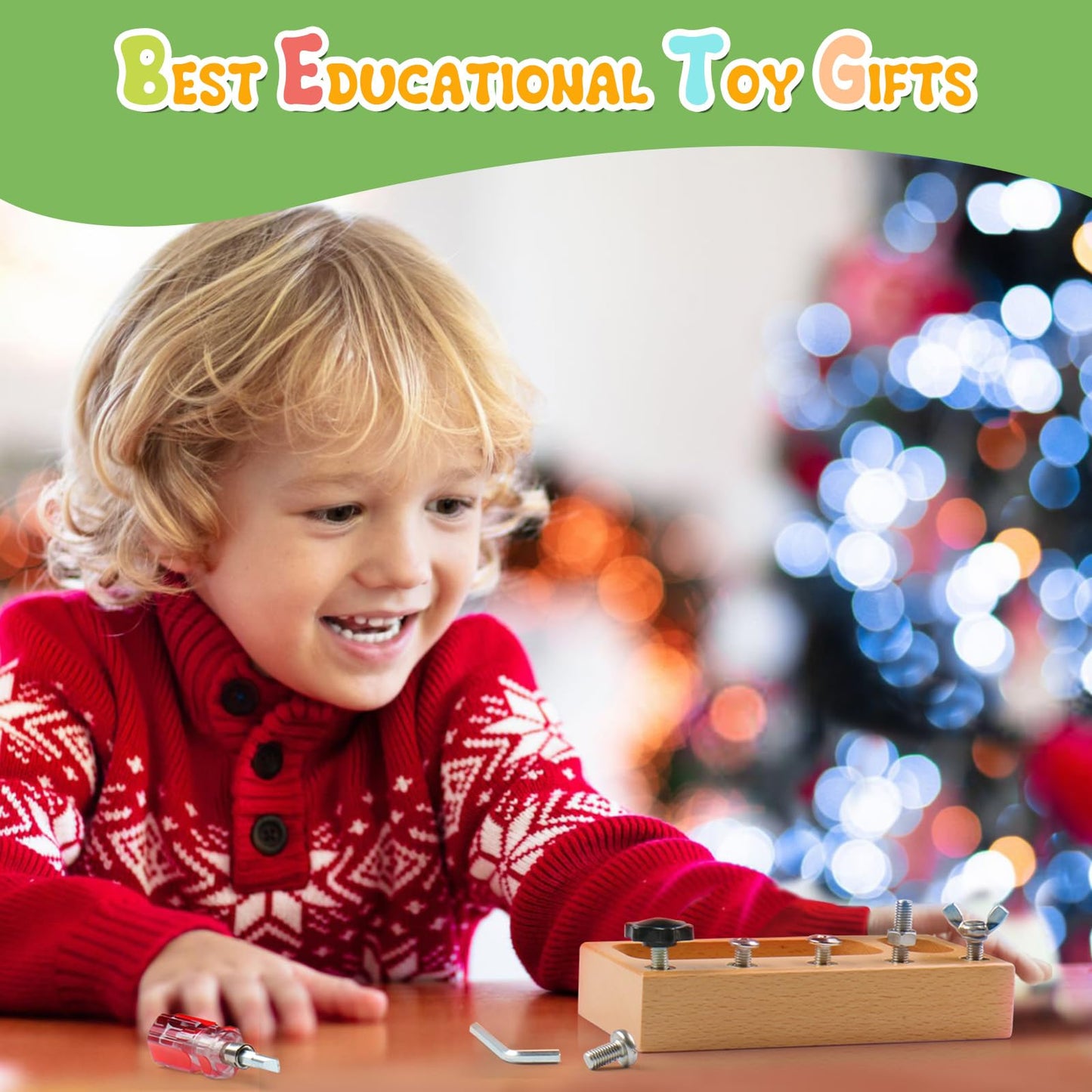 MEROCO Montessori Toddler Screwdriver Toy Set, Montessori Toys for 3+ Year Old Play Real Kids Tools Set for Boys Age 3, Fine Mot