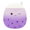 Squishmallows Original 12-Inch Poplina Purple Boba Tea Plush - Small, Polyester, Purple with Blue Stripes, Model SQCR06150