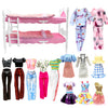 Dolls Clothes And Accessories, Bunk Bed Playset, 2 Blankets, 2 Fashion Dresses, 2 Clothing Outfits, Bedroome Set For 11.5 Inch Dolls, With 2 Pajamas