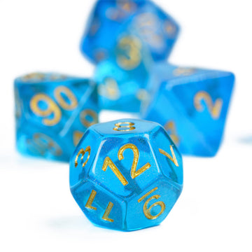 UDIXI 7PCS DND Dice Set Filled with Aurora Powder, Blue D&D Dice for Dungeons and Dragons, Polyhedral Dice for RPG MTG and Other