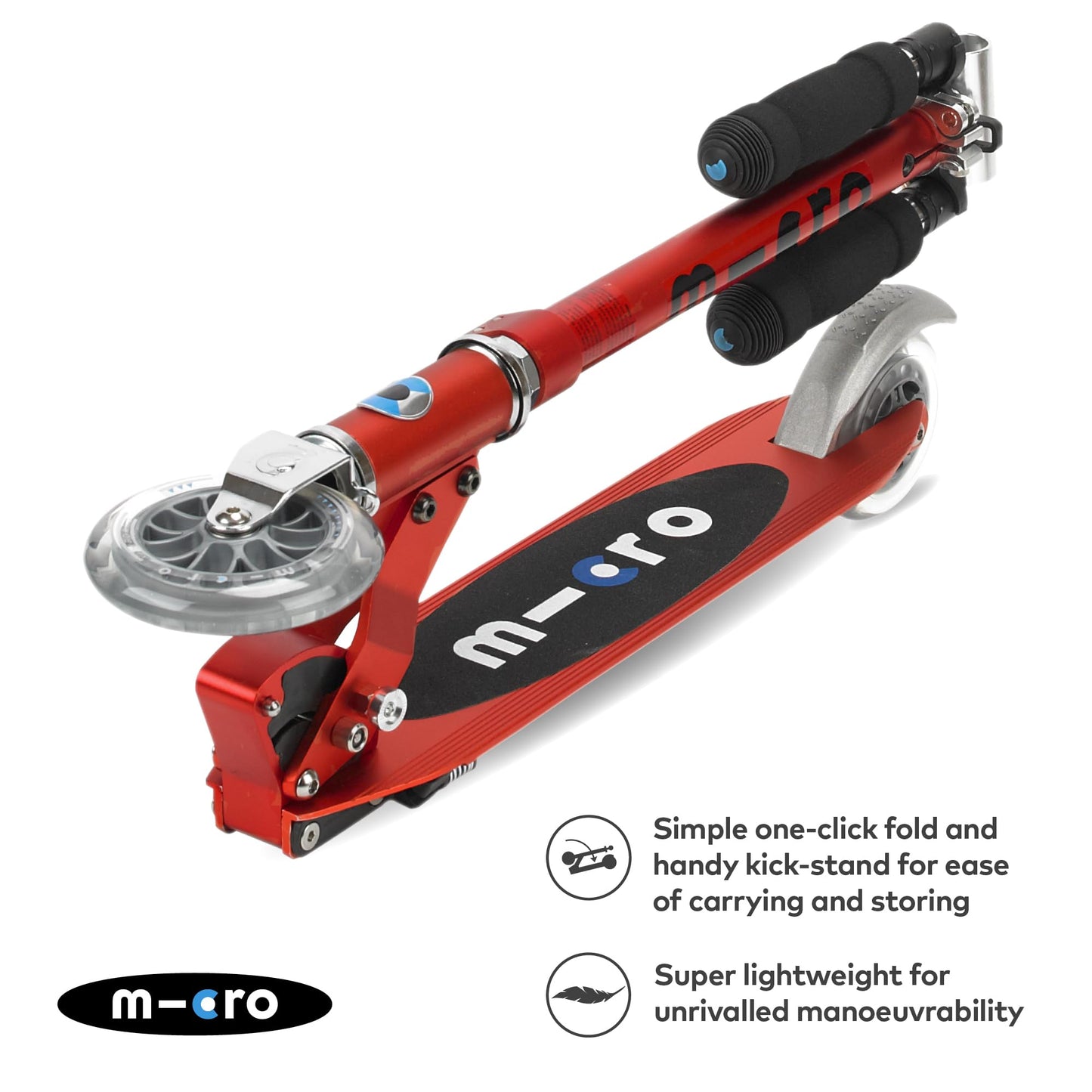 Micro Kickboard - Sprite - Two Wheeled, Fold-To-Carry Swiss-Designed Micro Scooter For Kids & Teens With Compact & Lightweight D