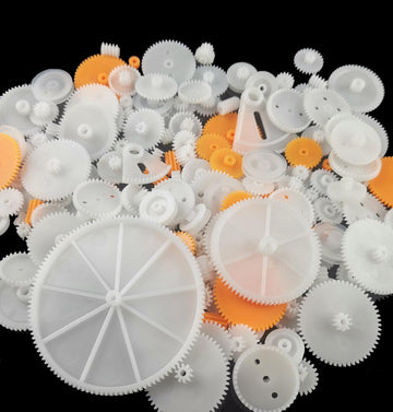 200Pcs 0.5 Mold Plastic Motor Gears Small Set Plastic Crown Gear Single Double Reduction Gear Worm Gear Electric Motor