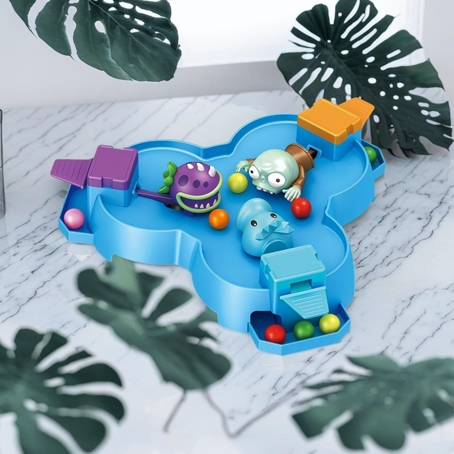 Jhesao Plants And Zombies Toys Action Figures 3-Player Pacman Interactive Press & Play Game Board Pvz Toys Set 1 2 Series Great
