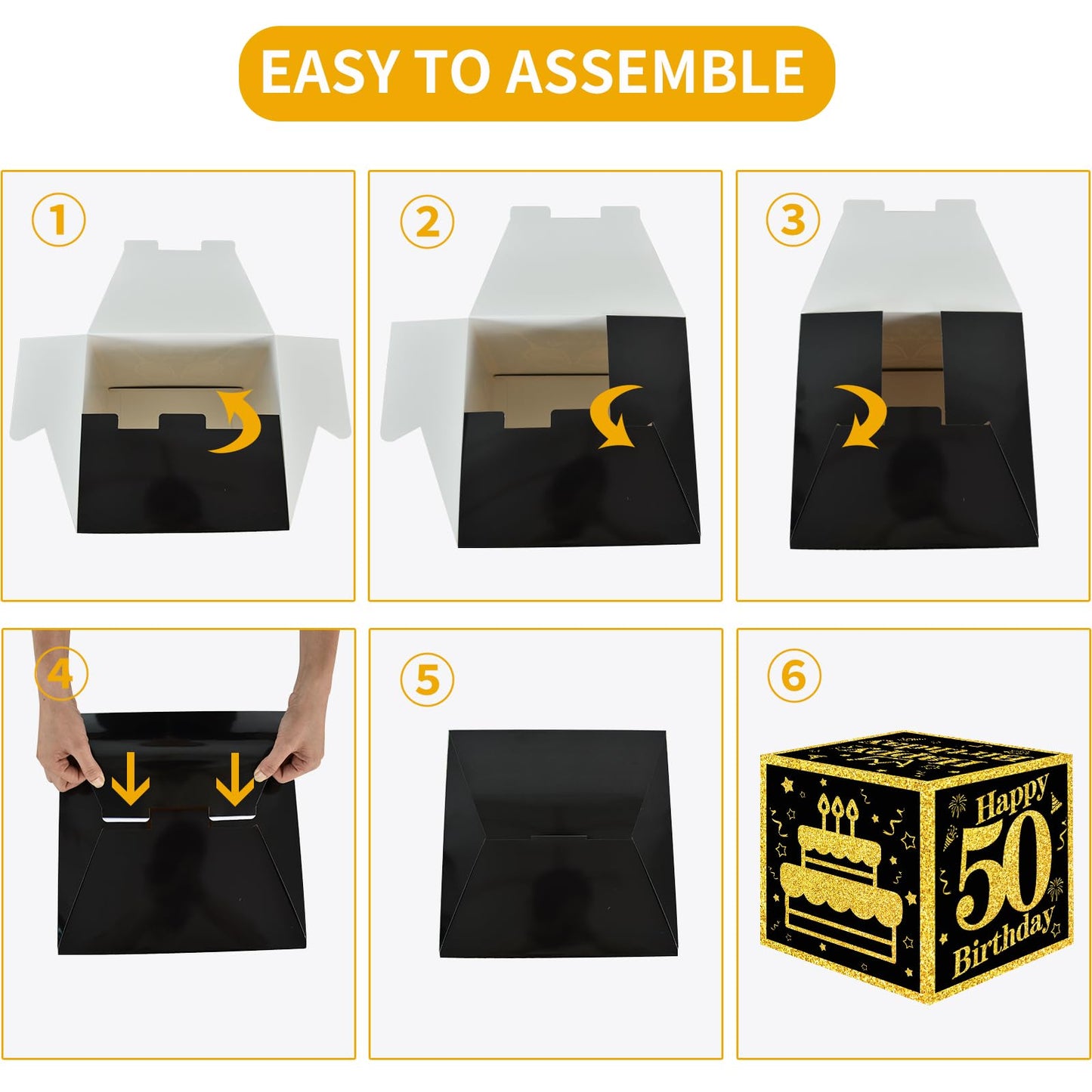 Toniful 4 Pcs 50Th Birthday Decorations Boxes For Men Women,Fifty Years Old Birthday Cardboard Box Party Supplies,Black And Gold