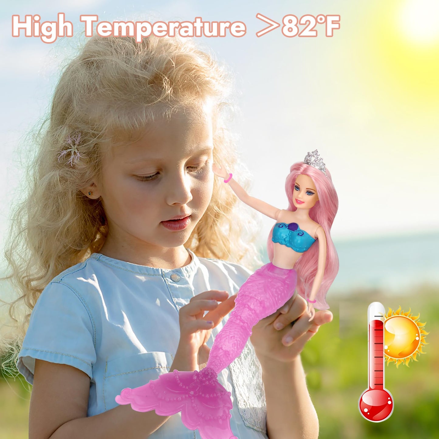 BETTINA Magic Color Changing Mermaid Doll, Princess Mermaid Toy with Seahorse & Dolls Accessories - Vibrant Pink Hair and Transf