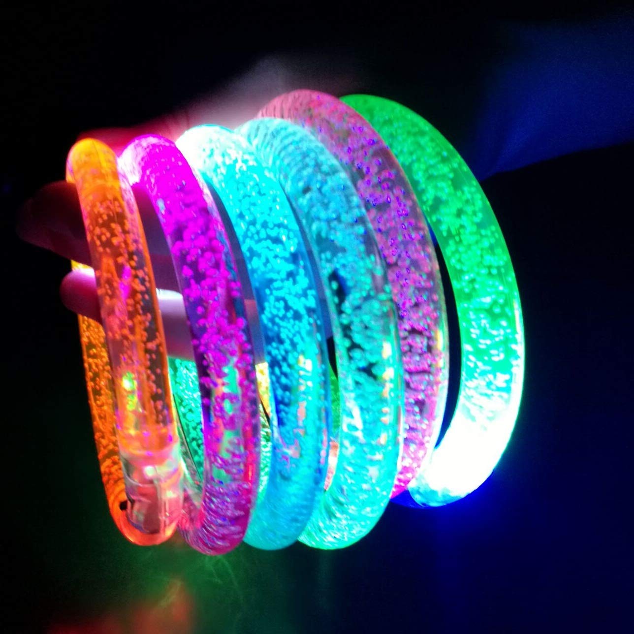 M.best 12pcs Glow Bracelets with 12pcs Spare Batteries Glow in The Dark Bracelets Toys for Party Favors