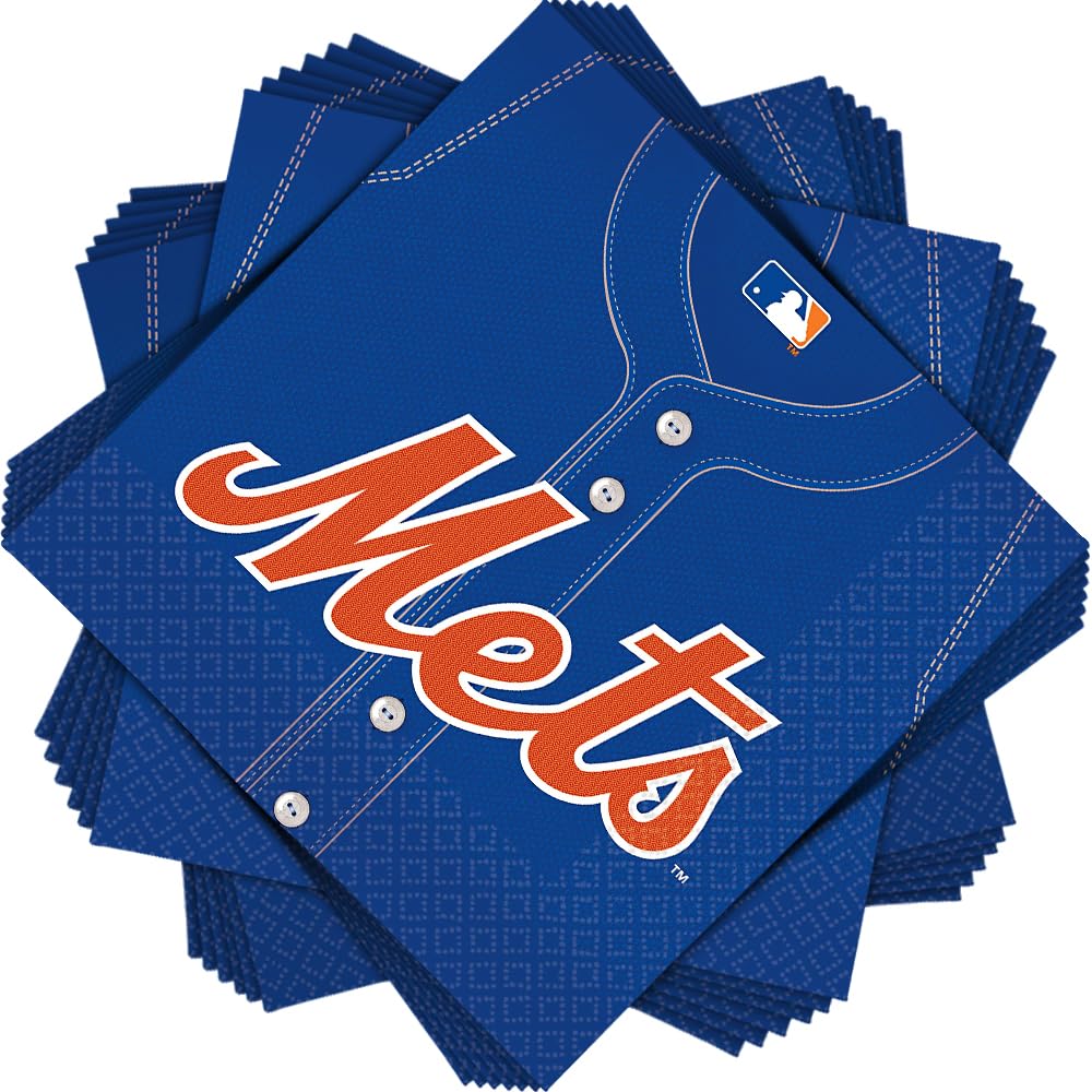Ny Mets Luncheon Napkins - 6.5' X 6.5' (Pack Of 36) - Perfect For Baseball Fan Gatherings, Parties & Celebrations