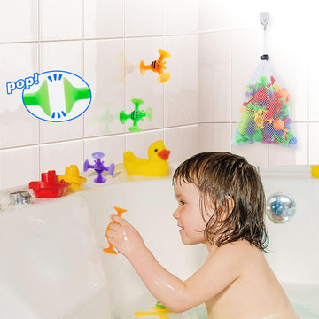 Suction Kids Bath Toys, 45Pcs Animal Suckers For 3 Years Old Toddlers, Window Shower Bathtub Tools With Dinosaur Eggshell Storag