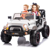 2 Seater Ride On Truck And Car Cover, 12V Children'S Electric Car With Parental Remote Control, Music, Mp3 Player, Led Lights, Spring Suspension, White