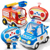 Lehoo Castle Remote Control Car for Toddlers, Fire Trucks for Toddlers 3-5, Remote Control Police Car Toy with Sounds & Lights,