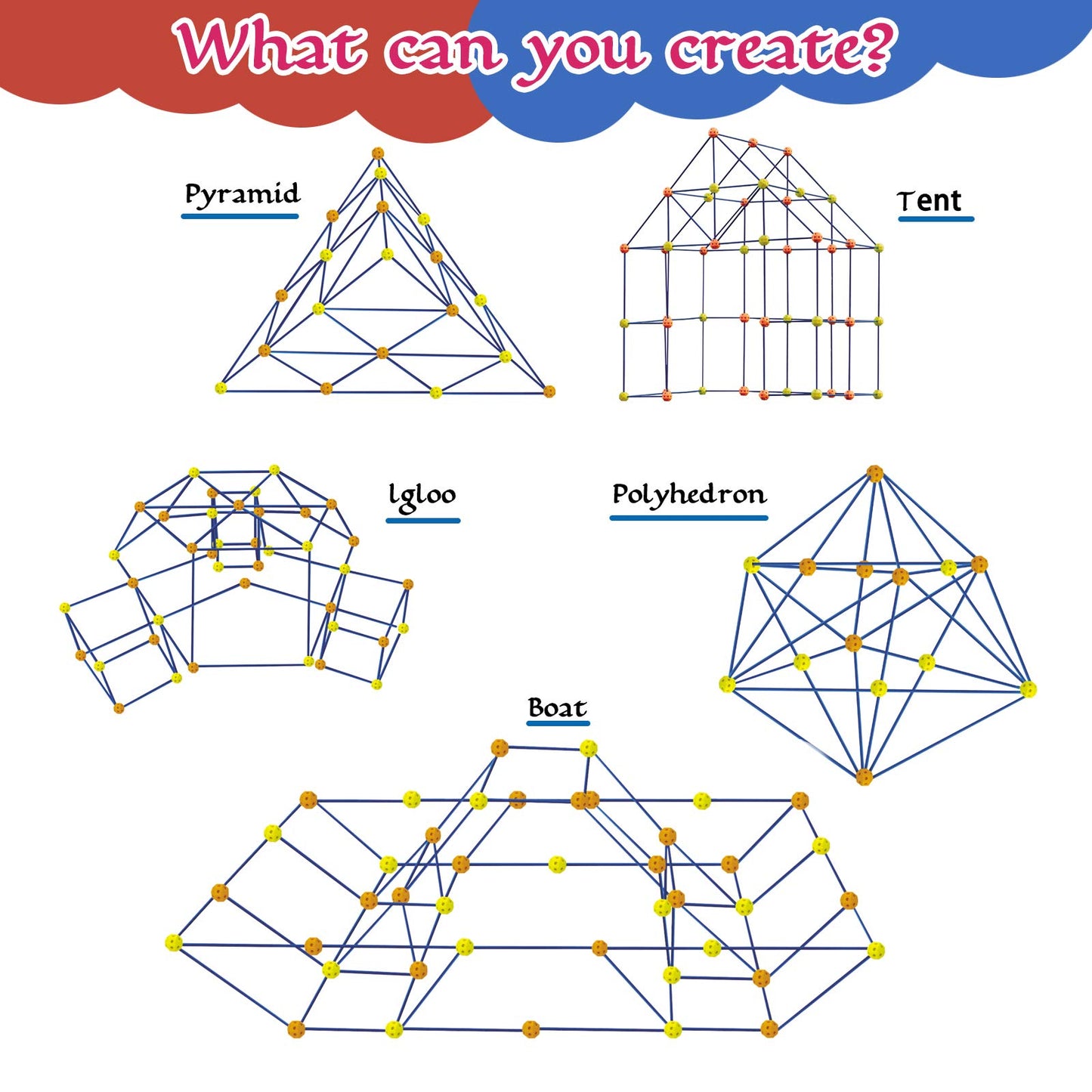 Erone Fort Building Kit For Kids,158Pcs Forts Construction Builder Gift Toys For Boys And Girls Fort Building Set Play Tent Rock