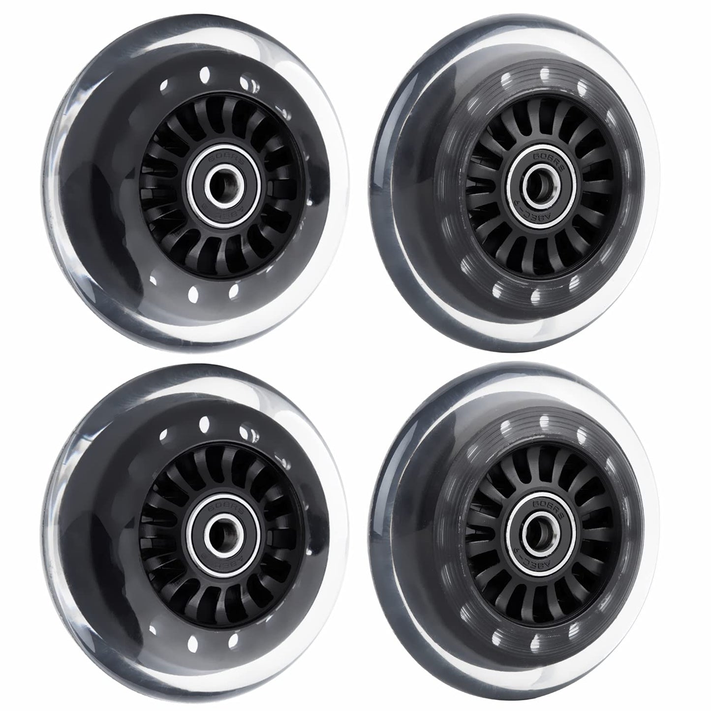 Aowish Ride On Swing Twist Wiggle Car Polyurethane Replacement Wheels W/Bearings Abec-9 (2 Front Wheels With Convex Hub, 2 Rear Wheels With Concave Hub) (Black)