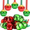 12 Pieces Christmas Bell Necklaces Large Bell Gold Red Green Christmas Bell Necklaces for Craft Holiday Party Supplies (Stylish