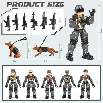 HAPTIME Army Men Action Figures with Toy Soldiers for Boys Plastic Army Toys for Boys 6-8 Birthday Gift for Military Collectors (6Pcs Blue + 6Pcs Gray)