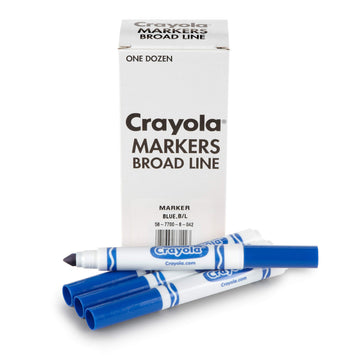 Crayola Broad Line Markers - Blue (12Ct), Markers For Kids, Bulk School Supplies For Teachers, Nontoxic, Marker Refill With Reusable Box