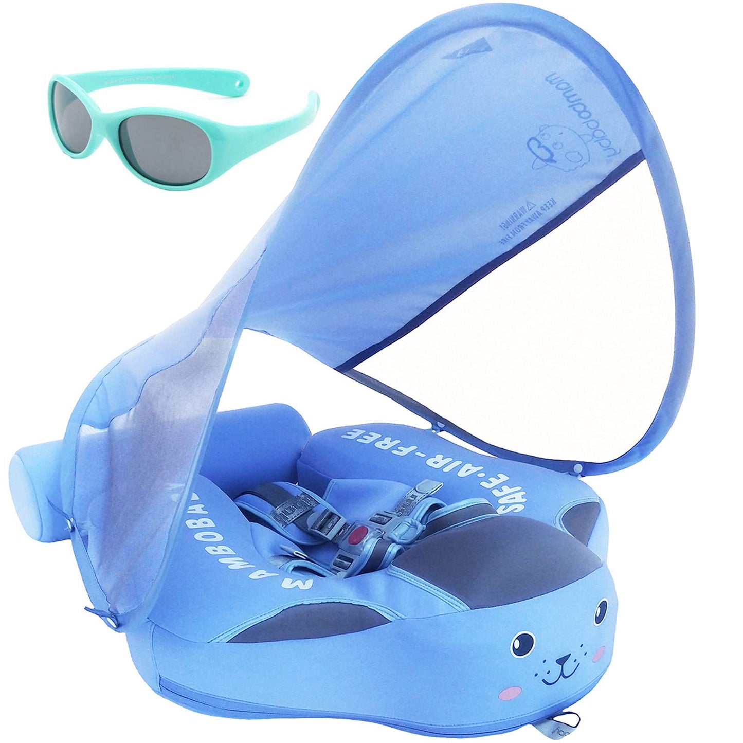 V Convey Cloth Add Tail Avoid Flip Over Upf 50+ Size Improved Newest Mambobaby Non Inflatable Baby Float Swim Trainer Solid Infant Pool Float With Canopy Swim Ring