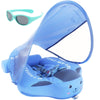 V Convey Baby Float Swim Trainer - Non-Inflatable, UPF 50+, Adjustable Size, Blue Cloth, Model B503 with Canopy