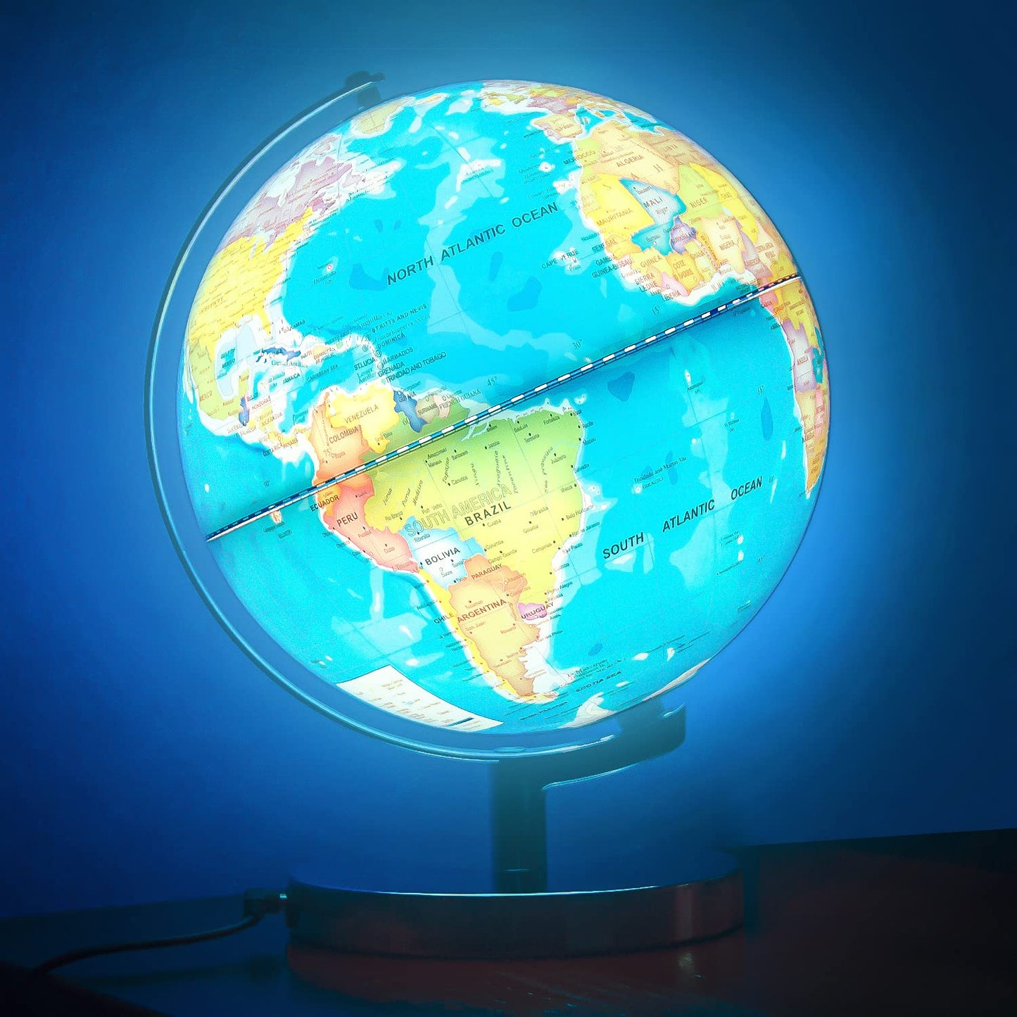 Poocci 6 In1 Illuminated World Globe For Kids & Adults All Ages High Clear Map, Illuminates Educational Interactive Globe Stem Toy, Light Up Kids Globe Lamp,Earth Globe Gifts For Boys And Girls