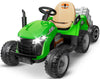 ARBELI 24V Ride On Tractor w/Tiltable & Detachable Trailer 2x65W Motors EVA Tires Remote Control Bluetooth Shifter Music Electric Car for Kids Ages 2-5 Green