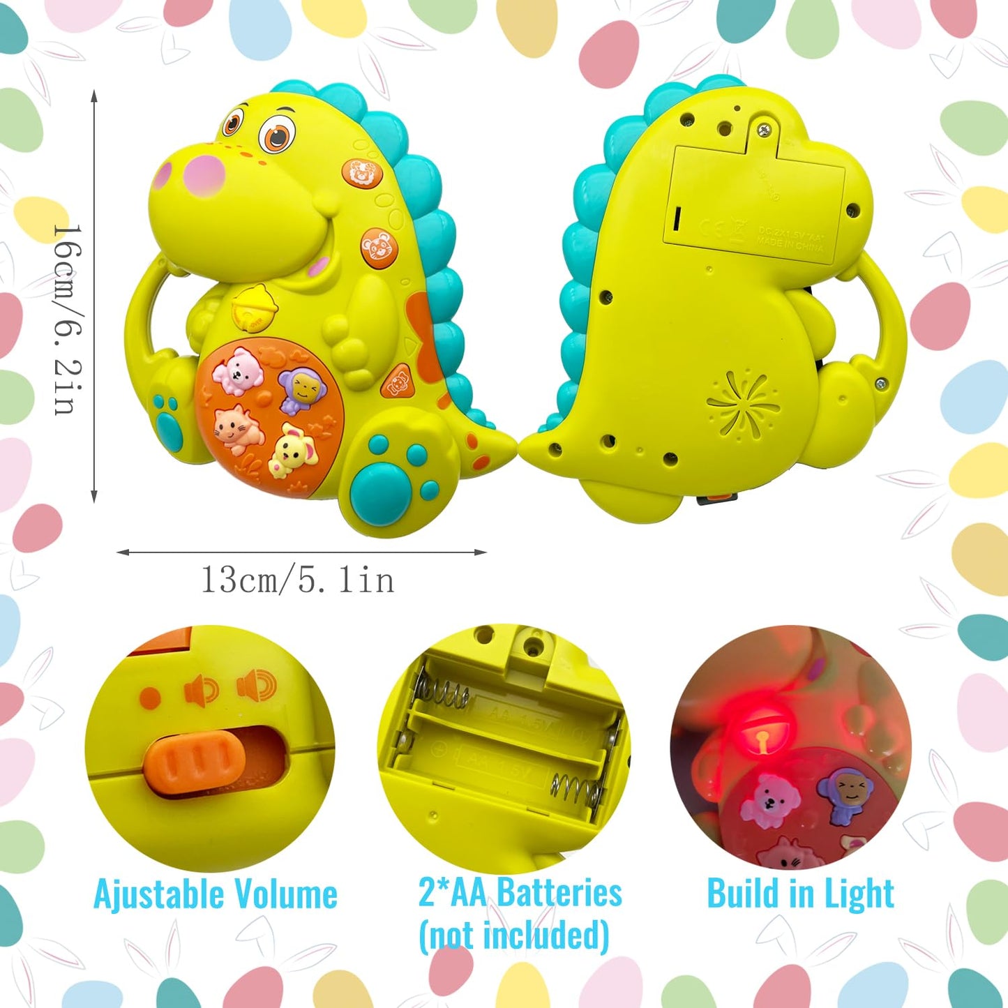 Afkstl Baby Piano Toy, 6-12 Months Light Up Music Baby Toys For0 3 6 9Months, Early Education Puzzle Boys Girls Gifts (Dinosaur)