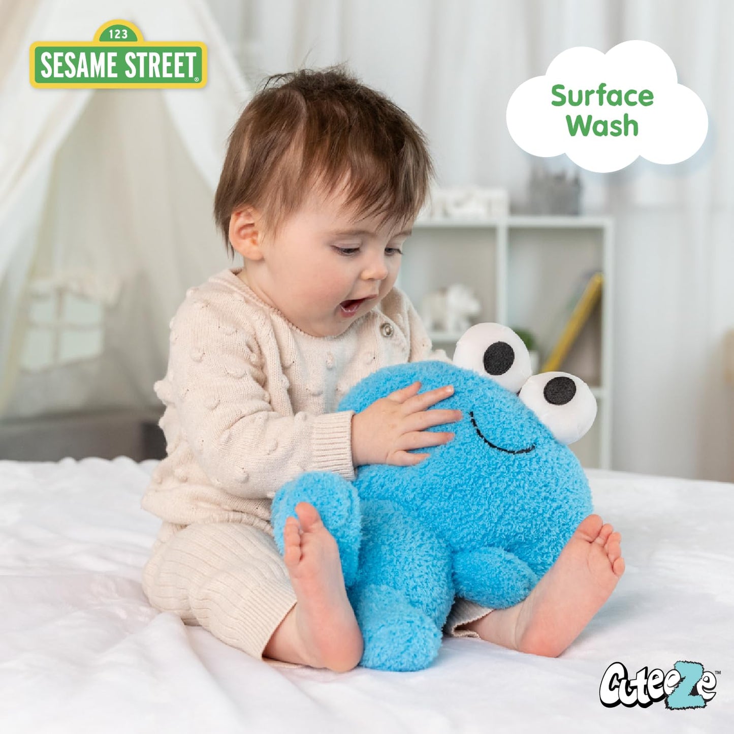 Kids Preferred Sesame Street Cookie Monster Baby'S First Cuteeze Plush Stuffed Animal For Babies And Infants, 12 Inches