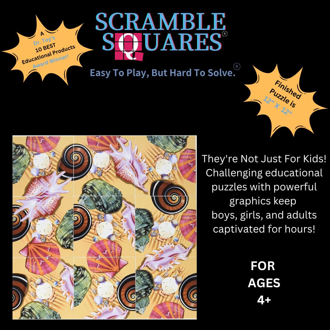 Scramble Squares Sea Shells 9 Piece Challenging Puzzle - Engaging Brain Teaser And Mind Game For All Ages - By B.Dazzle
