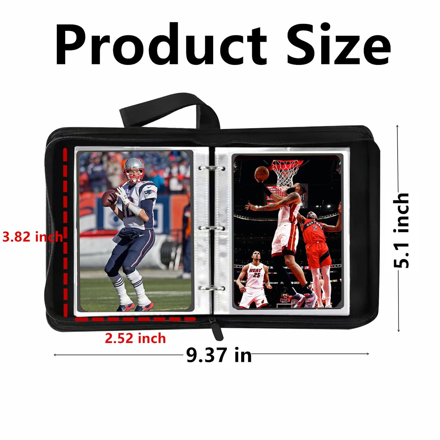 Mini Card Binder 1-Pocket - Super Lightweight Zipper Binder Holds 80+ Trading Cards Top Loading Collectible Album for TCG MTG Sports & Game Cards Portable Gift for Girls & Collectors (Red)