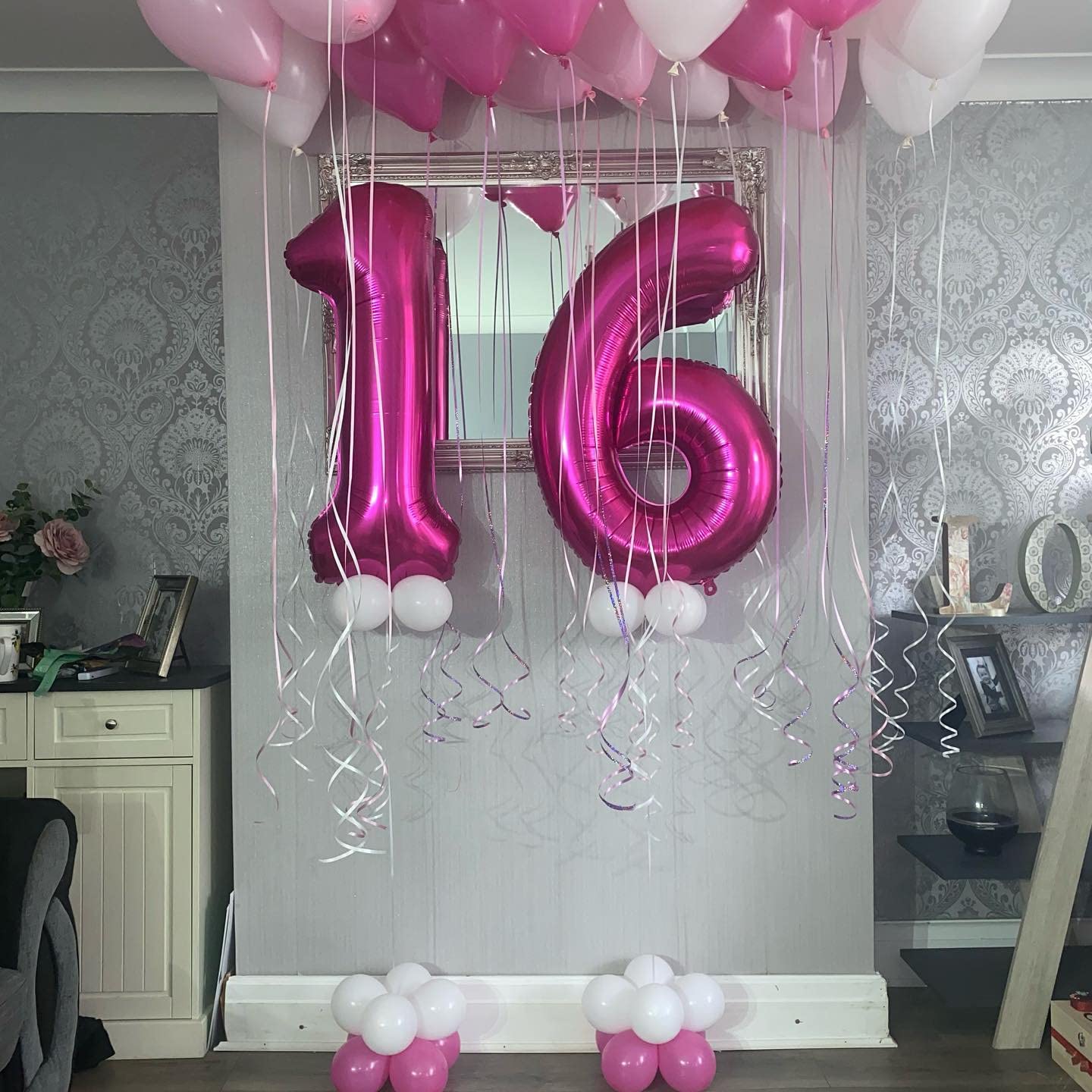 LHOAVWE 40 Inch Hot Pink 15 Number Balloons Foil Mylar for 15th Birthday Party Decorations