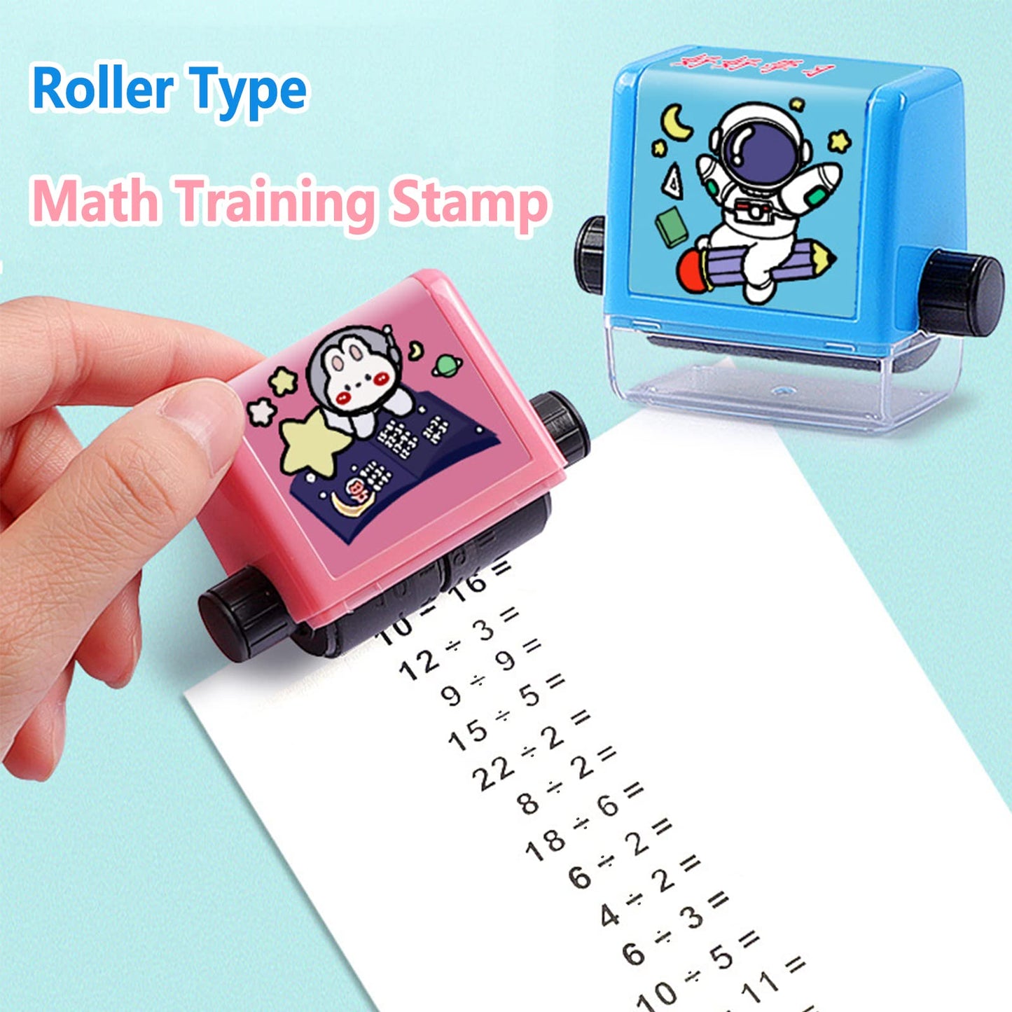 4PCS Smart Math Stamp Set - Reusable Roller Tools for Addition, Subtraction, Multiplication & Division Practice, Educational Sup