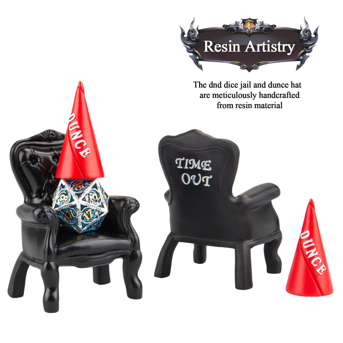 Cttasty Dice Jail, Time Out Chair and Dunce Hat, Accessories/Gift for Dungeons and Dragons, Punish Your Bad Dice in Our Chair of