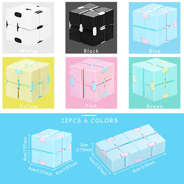 12 Pieces Mini Cube Blocks Mini Cube Desk Toy Magic Sensory Tool Blocks Puzzle Flip Cube For Teens Adults Birthday Favors (Macarons)