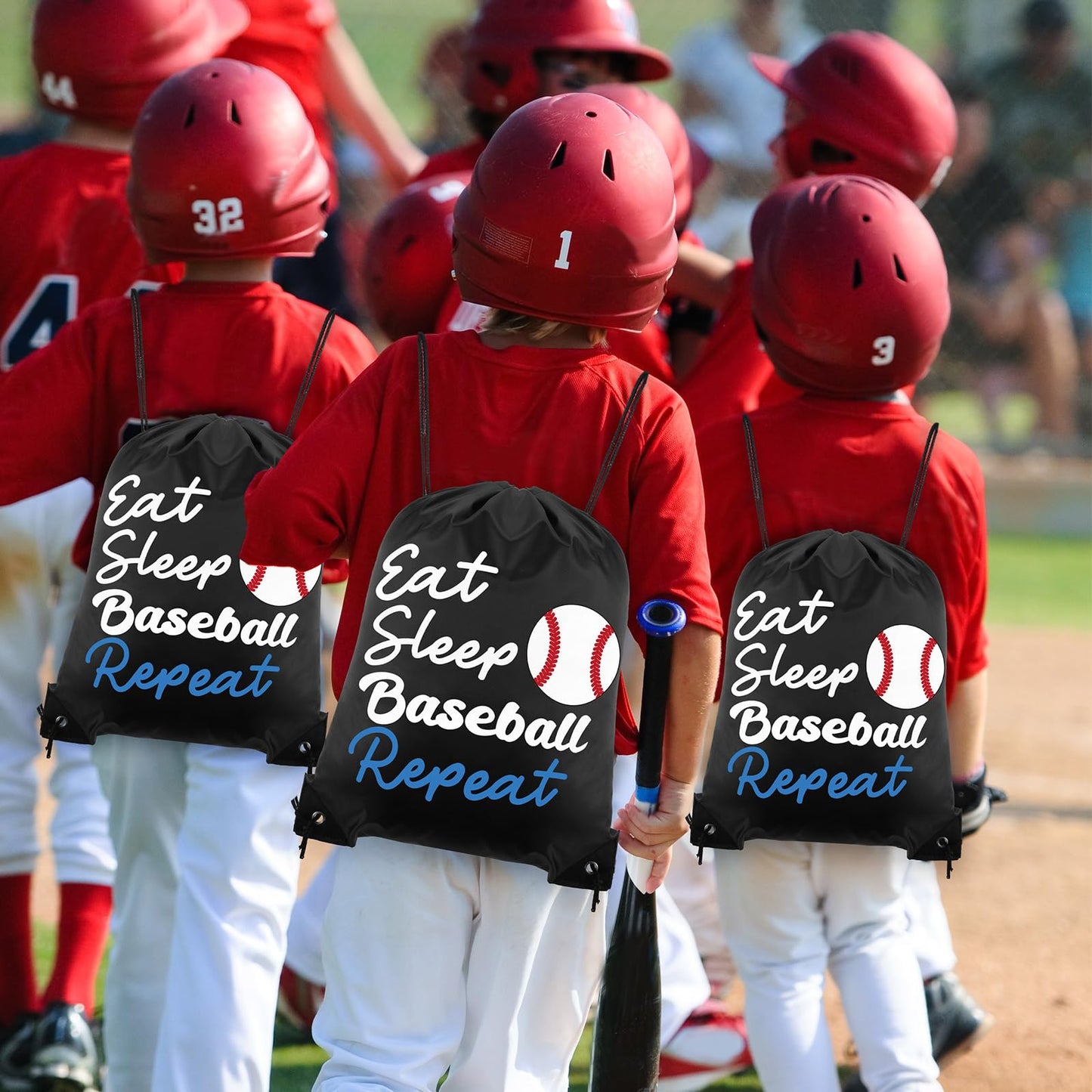 MiniInflat 96 Pcs Baseball Party Favors for Kids Include 24 Baseball Drawstring Bags, 24 Baseball Keychain, 24 Silicone Baseball