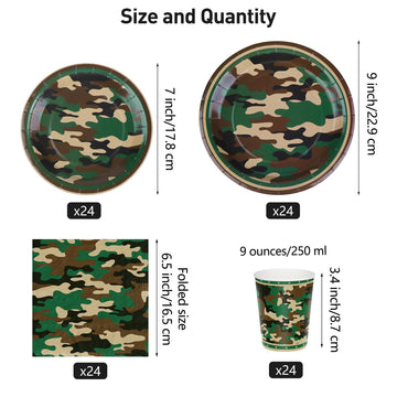 Durony 96 Pieces Camouflage Themed Party Supplies Serve 24 Include Dinner Paper Plates Luncheon Napkins Party Cups For Camouflag