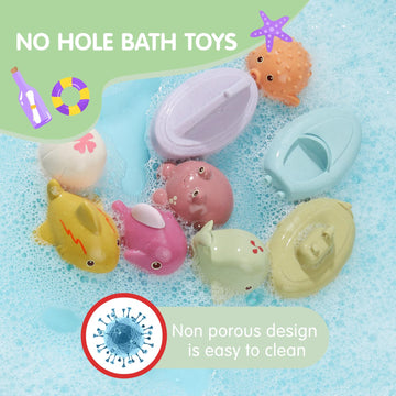 Mold Free Baby Bath Toys For Babies 6-12 Months 9 Pack No Hole Sea Animal And Floating Boats Bathtub Pool Shower Toys Christmas