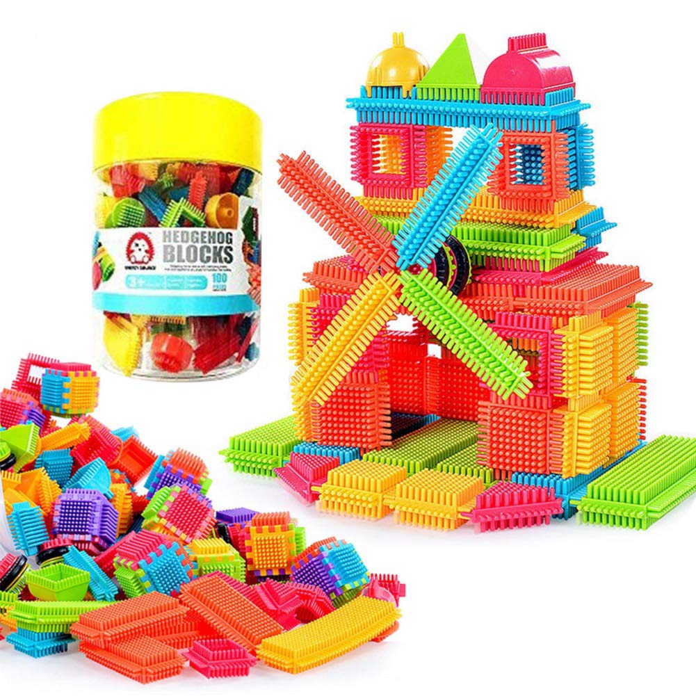 Teytoy 100 Pcs Bristle Shape Building Blocks Toy Set For Toddlers Kids
