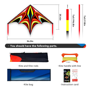 Sgftre Red Large Delta Kites Easy To Fly For Kids Outdoor Activities Ages 4-8